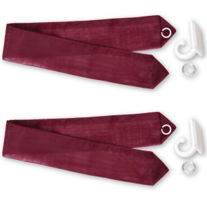 Bestlivings Dekoschal Noella Bordeaux 2er-Pack mit Raffhaltern und Haken für Fenstervorhänge.