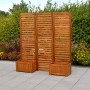 Merxx Sichtschutz mit Blumenkästen, 2er Set aus geöltem Akazienholz für Garten & Terrasse.