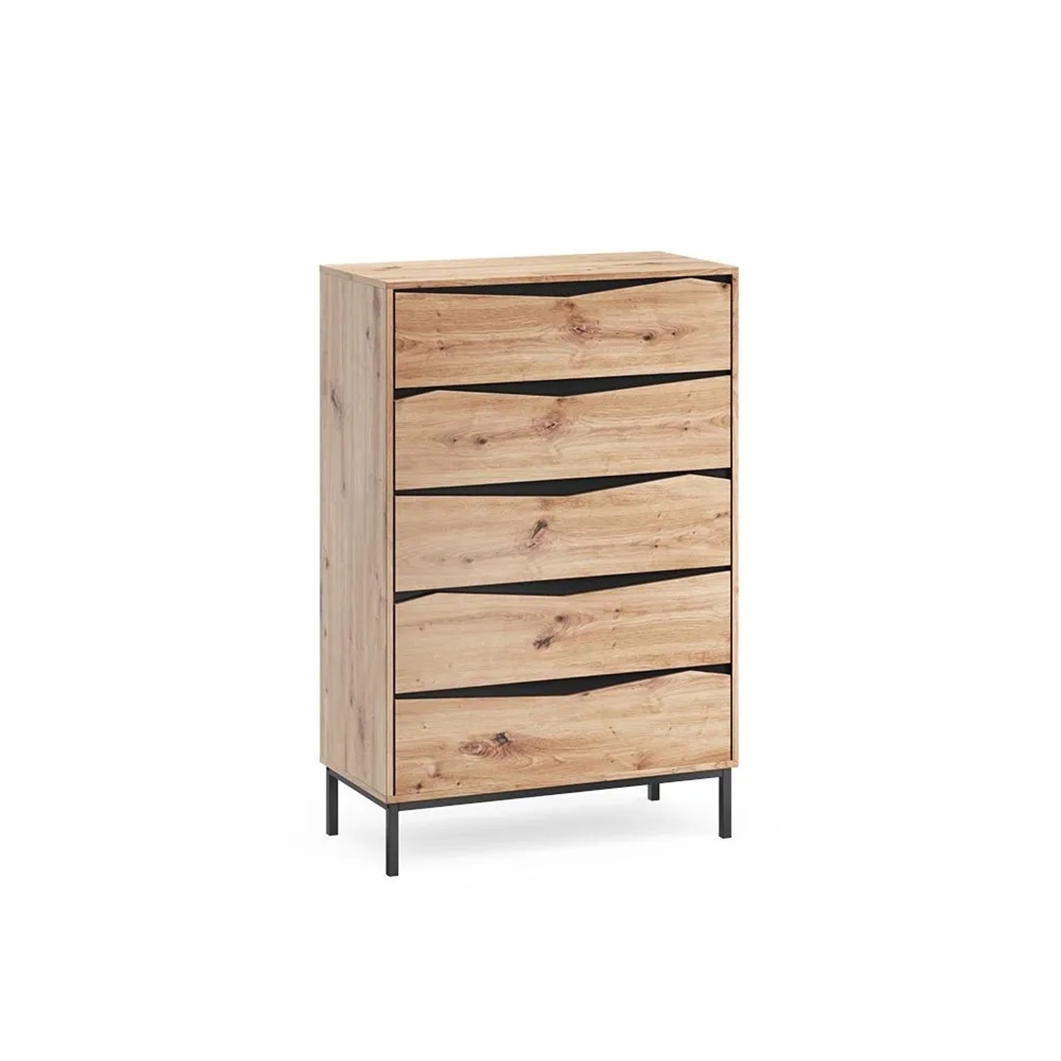 Vicco Kommode Elvano Eiche/Schwarz 79 x 120 mit 5 Schubladen Art Nr 61288