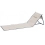 Beige Lex Strandliege mit Kopfpolster, faltbar mit Tasche.