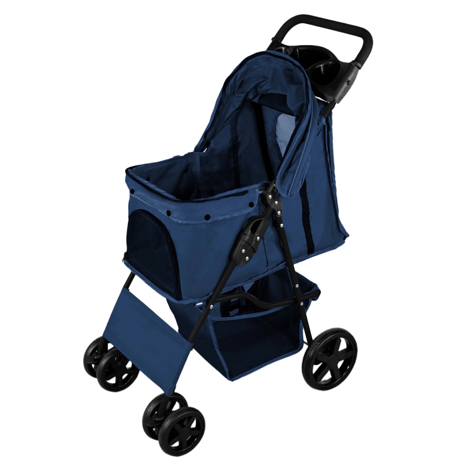 Monstershop Haustierwagen mit Regenabdeckung  Marineblau