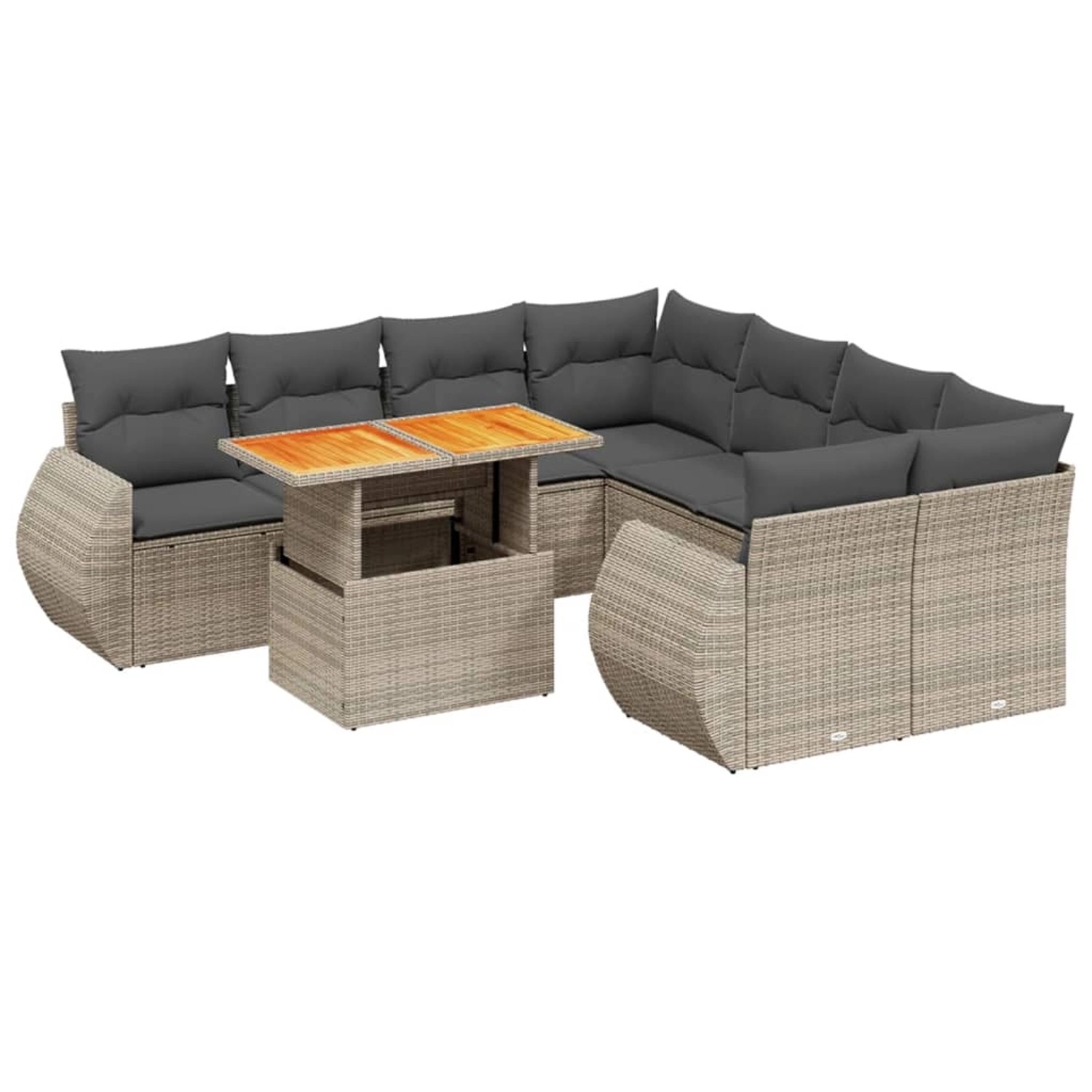 vidaXL 9-Tlg Garten-Sofagarnitur mit Kissen Grau Poly Rattan 3272124 günstig online kaufen