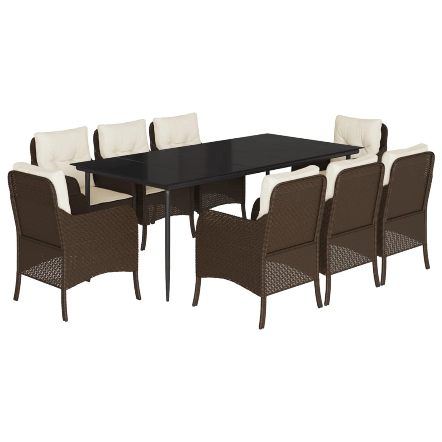 vidaXL 9-Tlg Garten-Essgruppe mit Kissen Braun Poly Rattan 3211940 günstig online kaufen