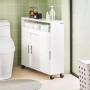 SoBuy Nischenschrank BZR02-W, weißer Badschrank mit Rollen und Ablage im Badezimmer.
