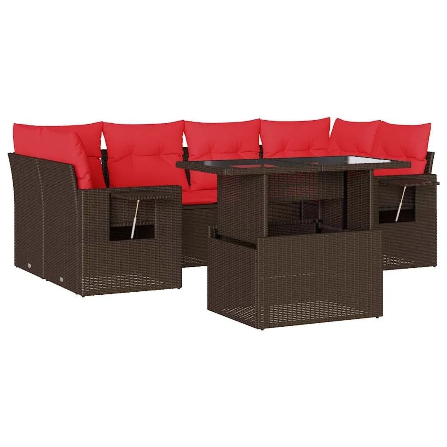 vidaXL 7-Tlg Gartensofa-Set mit Kissen Braun Polyrattan 3267764 günstig online kaufen
