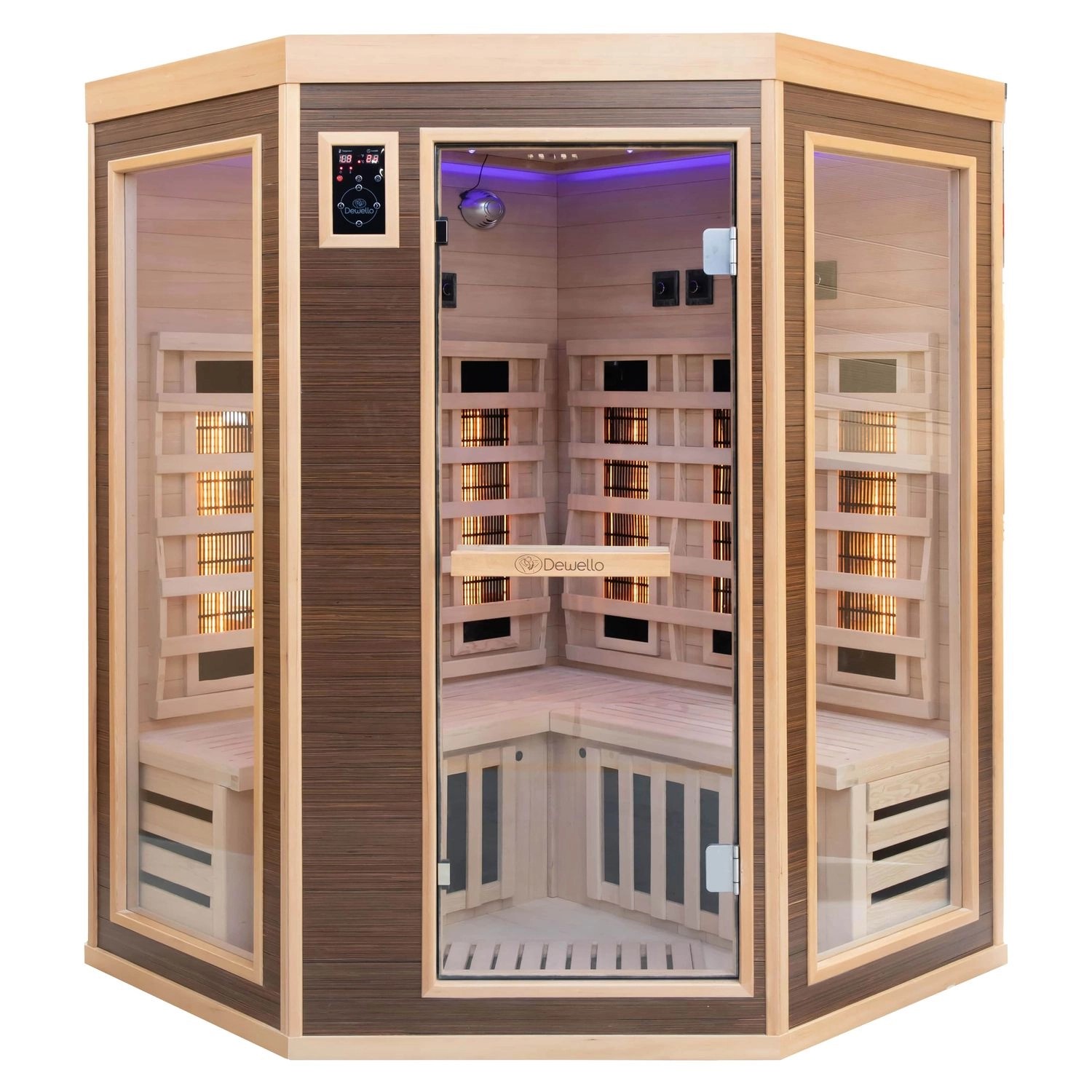 Dewello Infrarotkabine Sauna Montreal 140cm x 140cm 2 Personen Vollspektrum günstig online kaufen