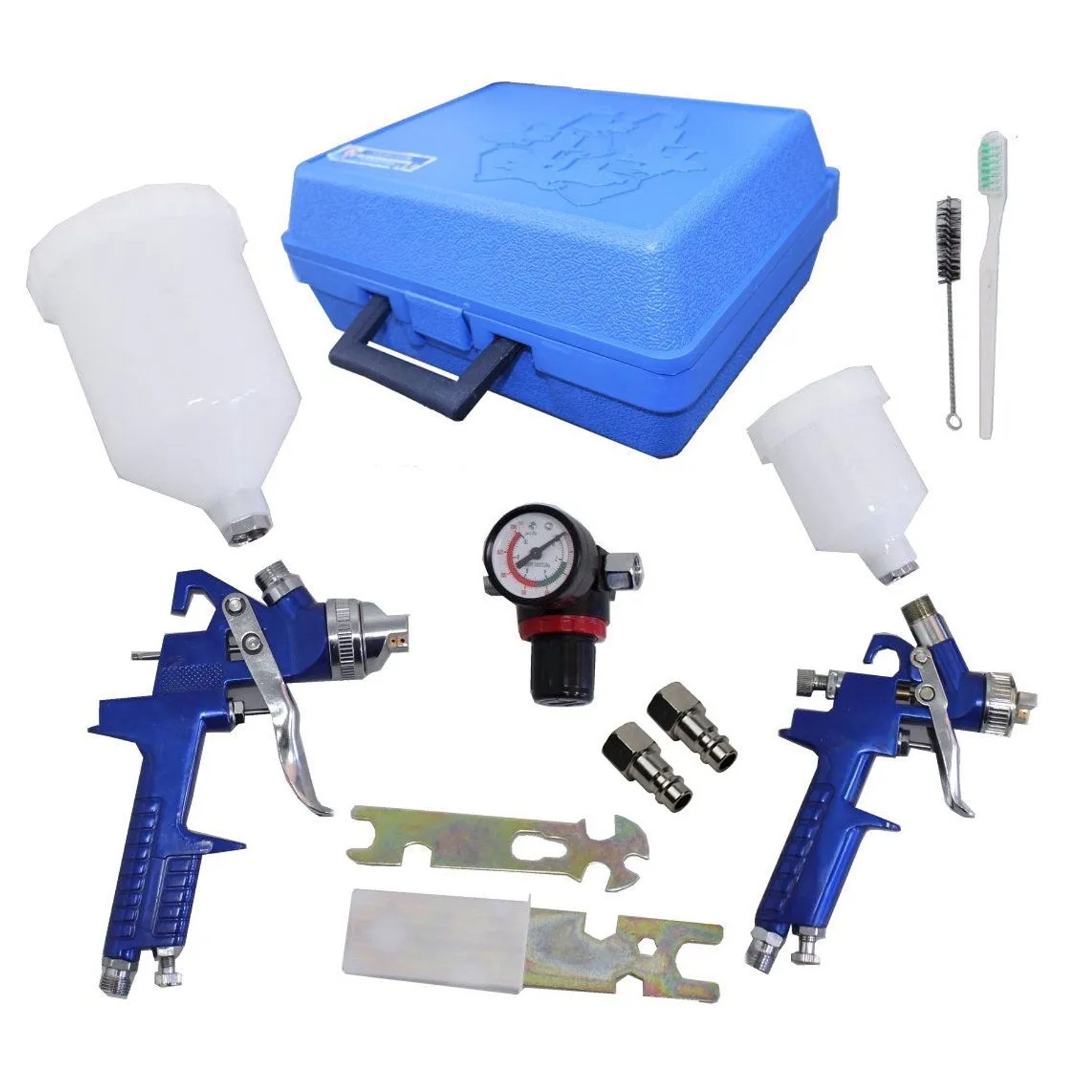 TRUTZHOLM 2x HVLP Spraypistole Lackierpistole Set Druckminderer Koffer Spritzpistole