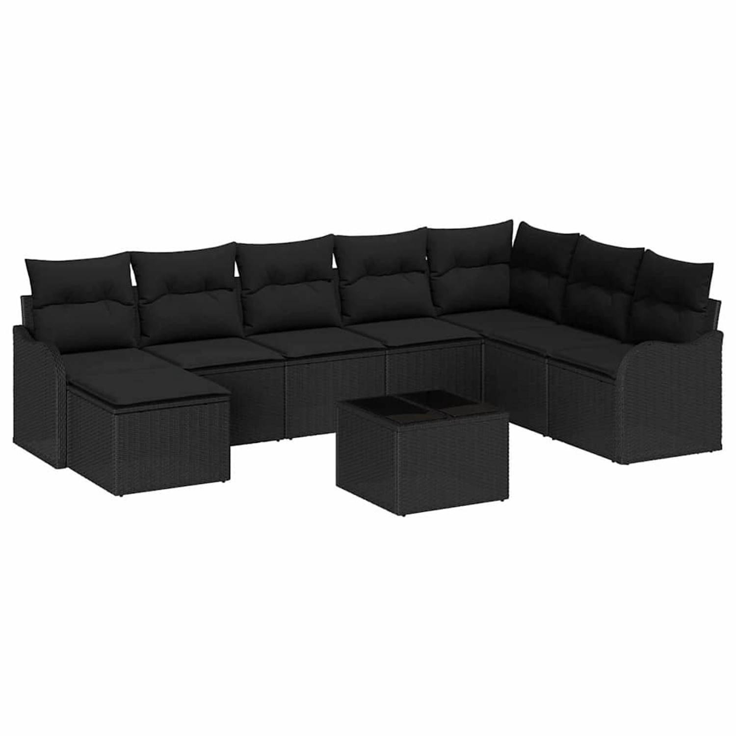 vidaXL Garten-Sofa-Set mit Kissen 9-Tlg Schwarz Poly Rattan 3345833 günstig online kaufen