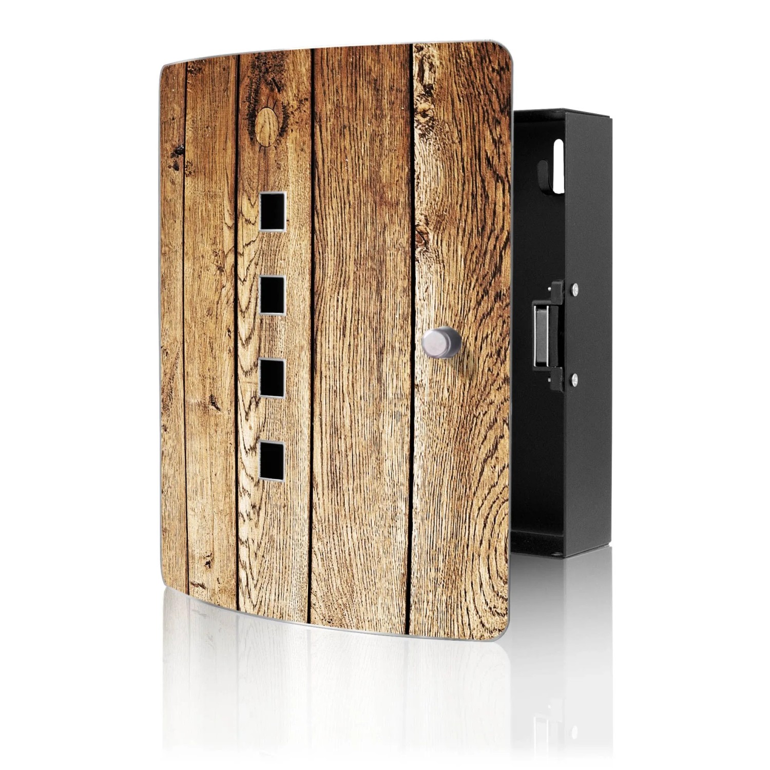 Banjado Design Schlüsselkasten Aus Edelstahl Für 10 Schlüssel 24x21,5x7cm Mit Magnetverschluss Motiv Geöltes Holz