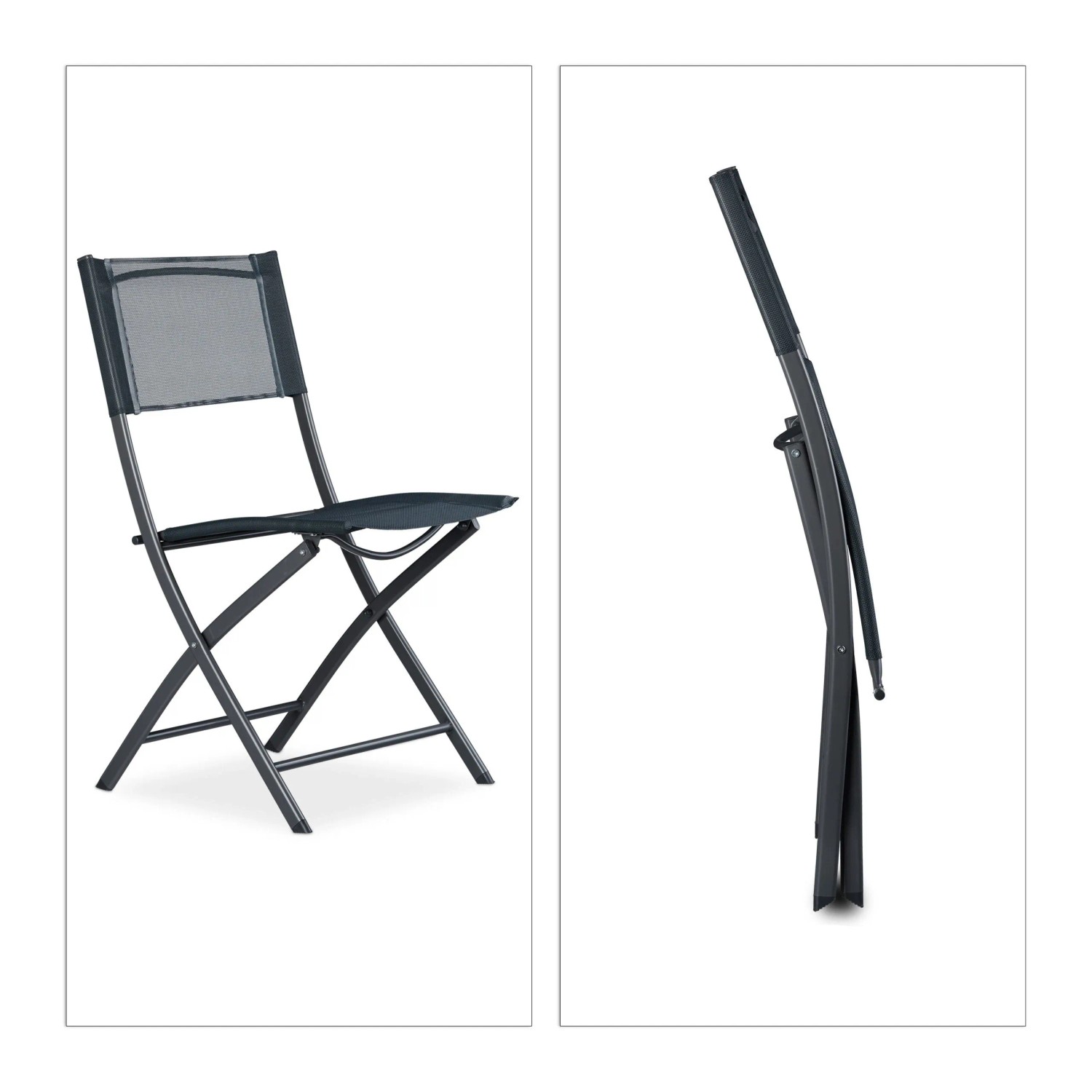 Relaxdays Klappstuhl Stahl Polyester Anthrazit Klappbar 87 cm x 46 cm x 48 cm