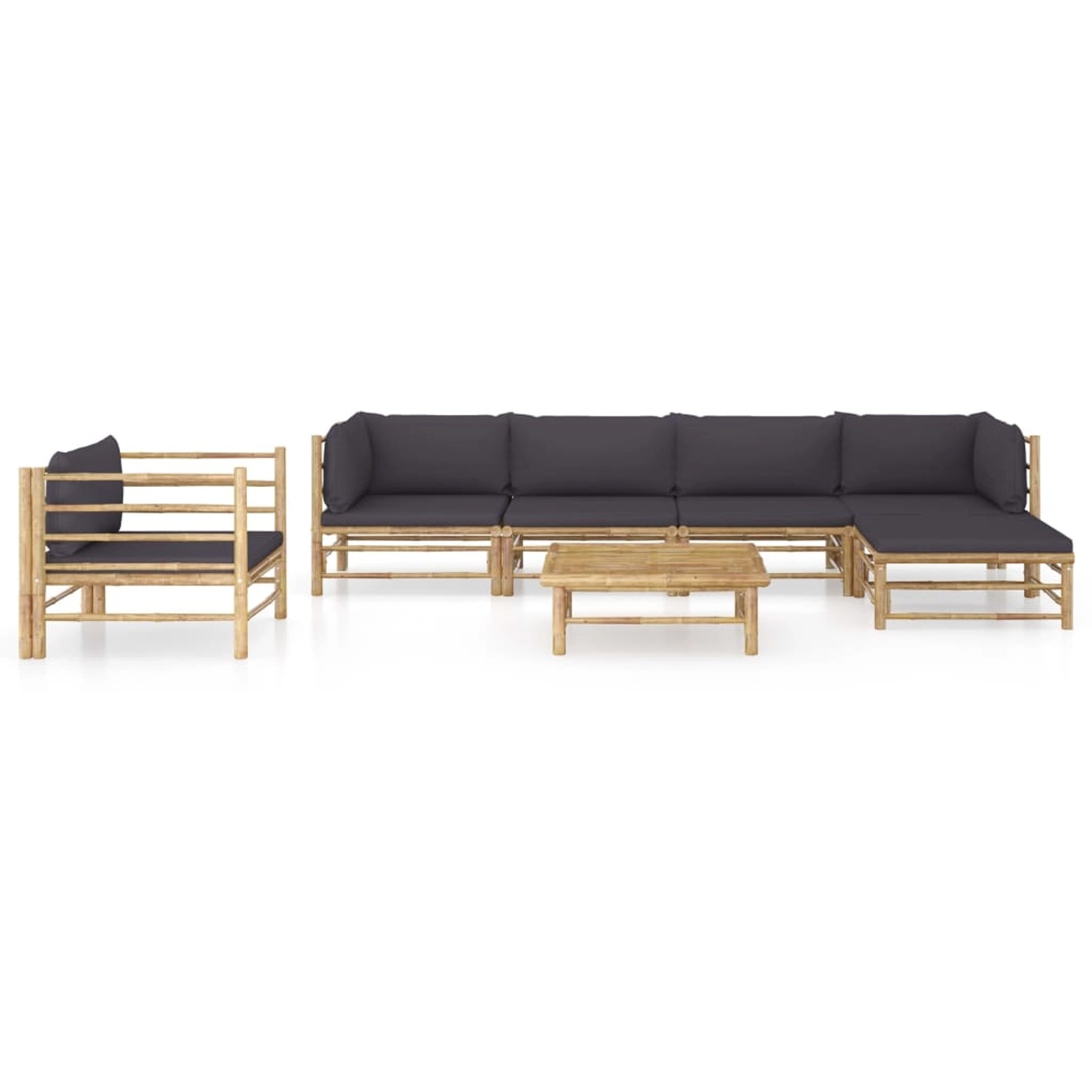 vidaXL 7-tlg Garten-Lounge-Set mit Dunkelgrauen Kissen Bambus Modell 1 günstig online kaufen