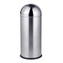 Runder Mülleimer aus glänzendem Edelstahl mit Push-Deckel, 70 Liter, für Küche und Bad.