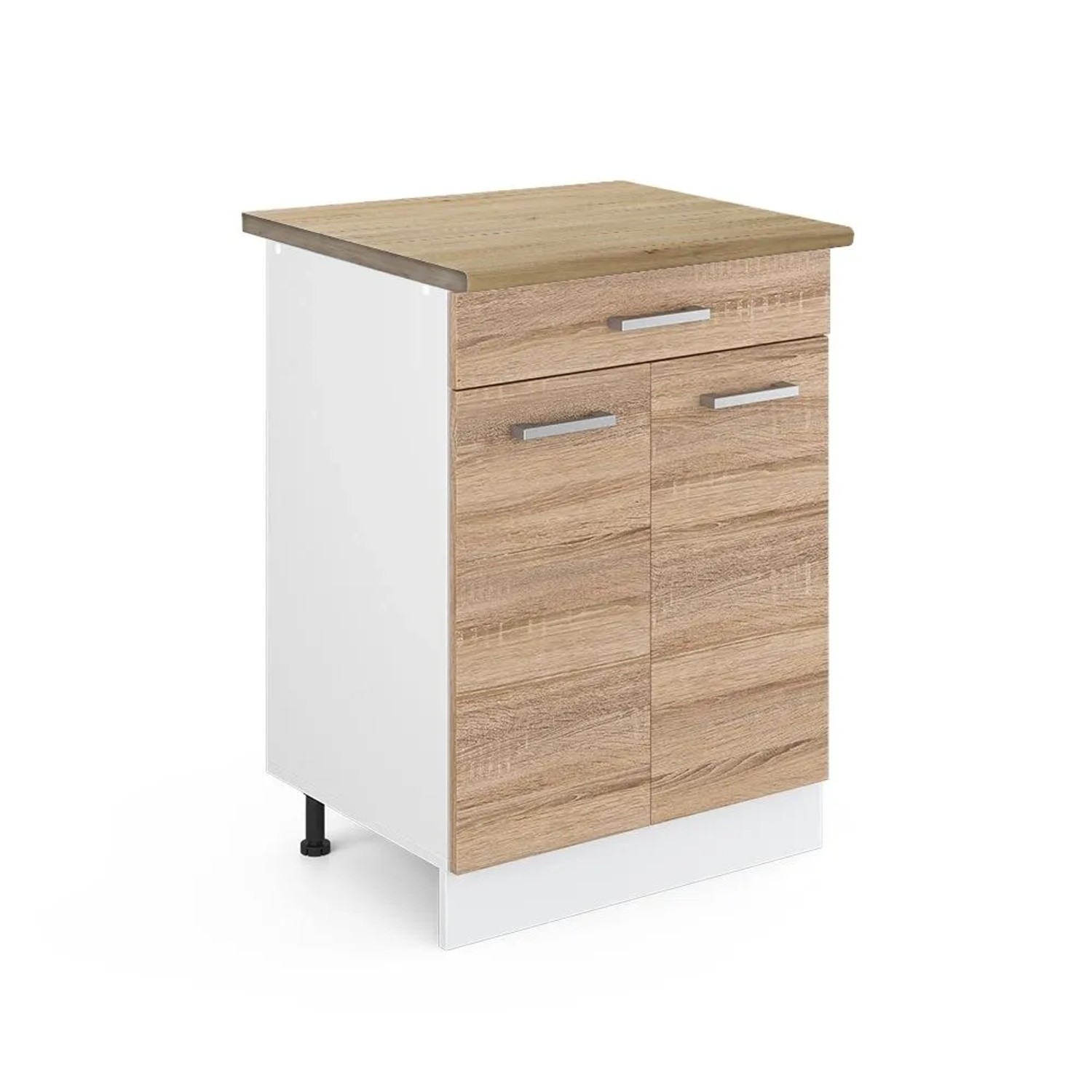 Vicco Küchenunterschrank R-Line Sonoma Weiß 60 cm mit Schublade AP Eiche