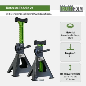 TRUTZHOLM Unterstellbock 2 Stück 2 Tonnen Traglast Pro Stütze Höhe Von 280 Bis 430 mm
