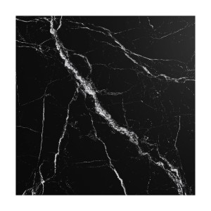 Schwarze, polierte Feinsteinzeug Bodenfliese (60x60) mit Marmor Optik für Innenräume.