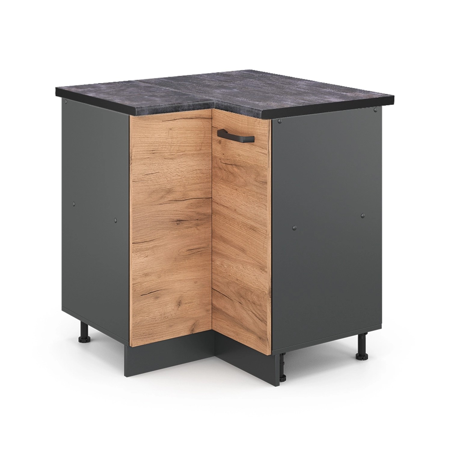 Vicco Eckunterschrank R-Line Goldkraft Eiche/Anthrazit 76 cm AP Anthrazit günstig online kaufen