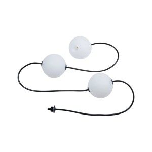 Paulmann Naima Plug & Shine LED-Lichterkette Erweiterungsset: 3 weiße Lichtkugeln, schwarzes Kabel, 1,71 m.