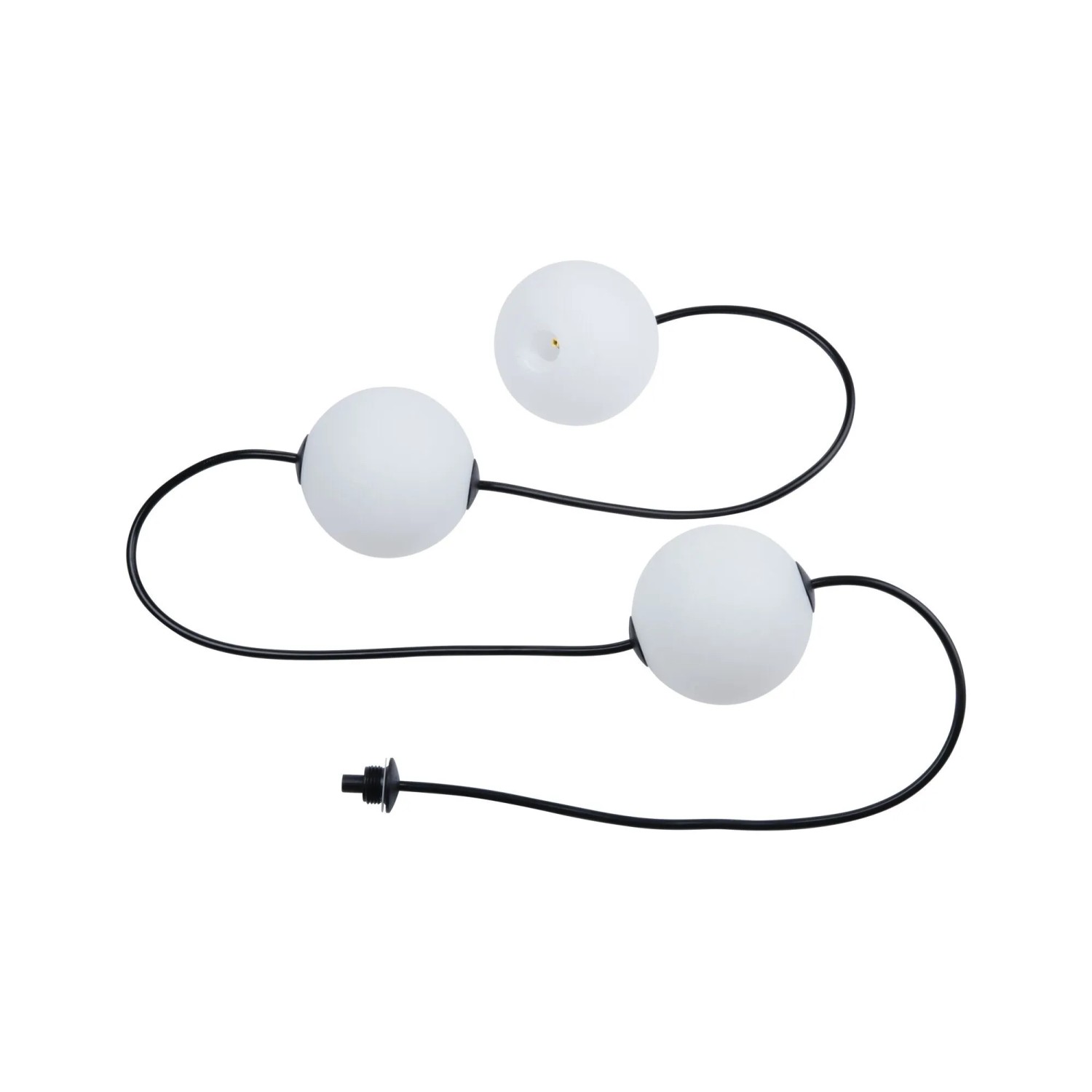Paulmann Naima Plug & Shine LED-Lichterkette Erweiterungsset: 3 weiße Lichtkugeln, schwarzes Kabel, 1,71 m.