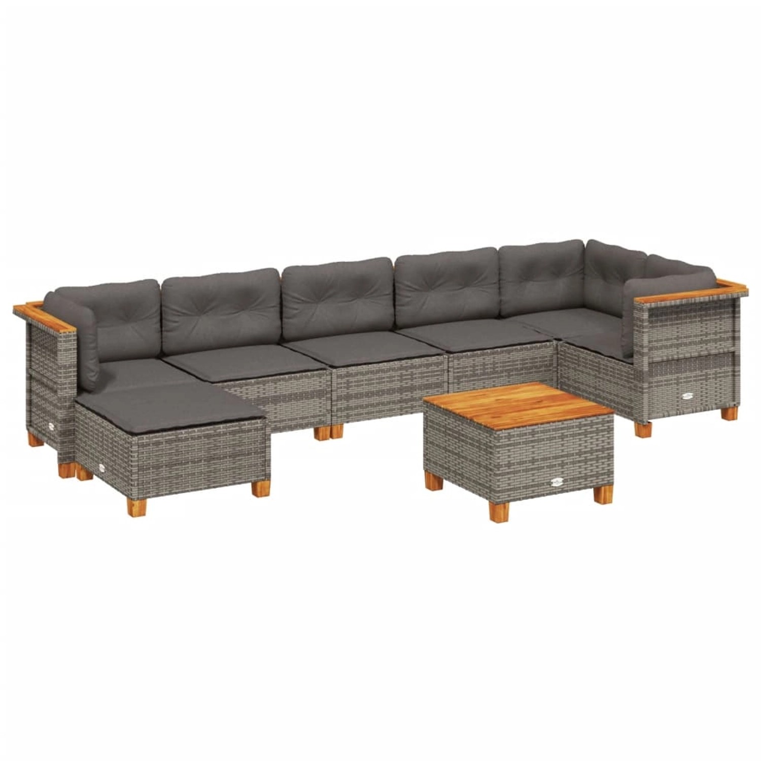 vidaXL 8-Tlg Garten-Sofagarnitur mit Kissen Grau Poly Rattan 3261930 günstig online kaufen