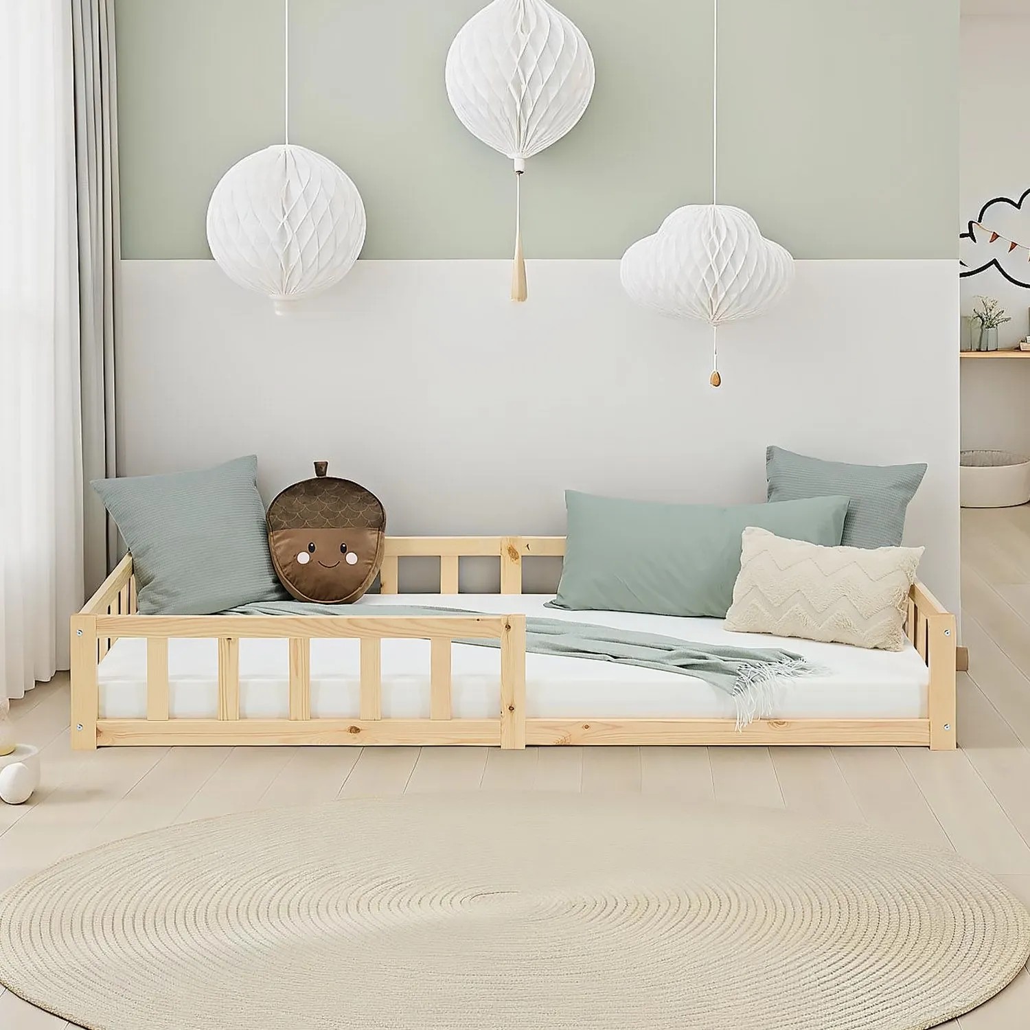 Homestyle4u Bodenbett 3025 90 x 200 cm mit Rausfallschutz Natur kaufen bei OBI