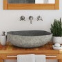 DELUKE Naturstein Waschbecken Oval Flussstein Aufsatzwaschbecken Waschschale Waschtisch Handwaschbecken Oval 45-53cm_3