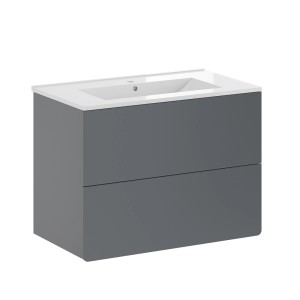 Graues Vicco Badmöbel-Set Izan mit Waschbecken und zwei Schubladen.