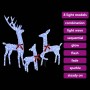 Beleuchtete vidaXL Rentierfamilie aus Stoff mit kaltweißen LEDs und roten Schleifen. 3 Weihnachtsfiguren mit 8 Lichtmodi.