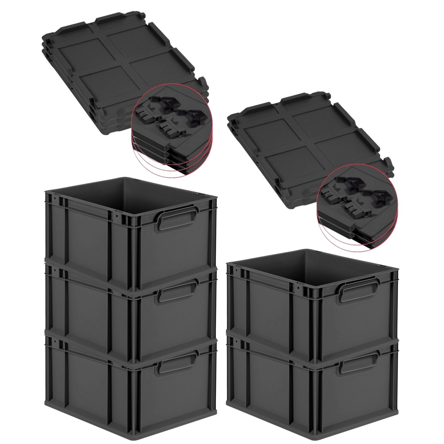 PROREGAL SuperSparSet 5x Eurobox Nextgen Color Mit Scharnierdeckel HxBxT 22 günstig online kaufen