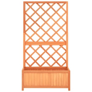 DELUKE Rankkasten Gartenspalier MALO Braun 135x70x30cm Spalier Mit Blumenkasten Mit Rankgitter Rankhilfe Mit Pflanzenkasten