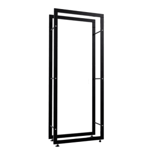 Schwarzes DELUKE Kaminholzregal aus Metall für Innen, 25x60x150 cm.