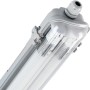 Graue LED-Feuchtraumleuchte mit 2 Röhren (je 9W) für den Innen- und Außenbereich.