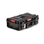 Schwarzer PROREGAL QBRICK Werkzeugkasten mit transparentem Deckel, 15,5 Liter Volumen.