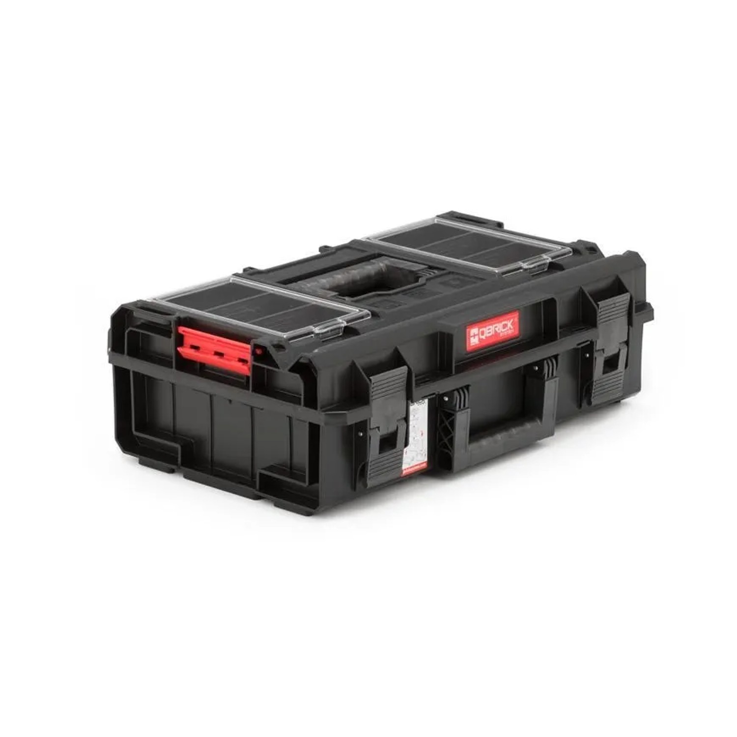 Schwarzer PROREGAL QBRICK Werkzeugkasten mit transparentem Deckel, 15,5 Liter Volumen.