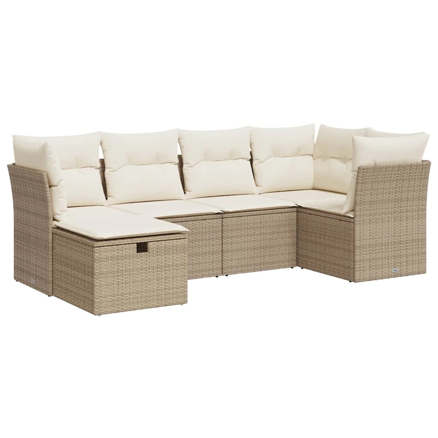 vidaXL 6-Tlg Garten-Sofagarnitur mit Kissen Beige Poly Rattan 3325284 günstig online kaufen