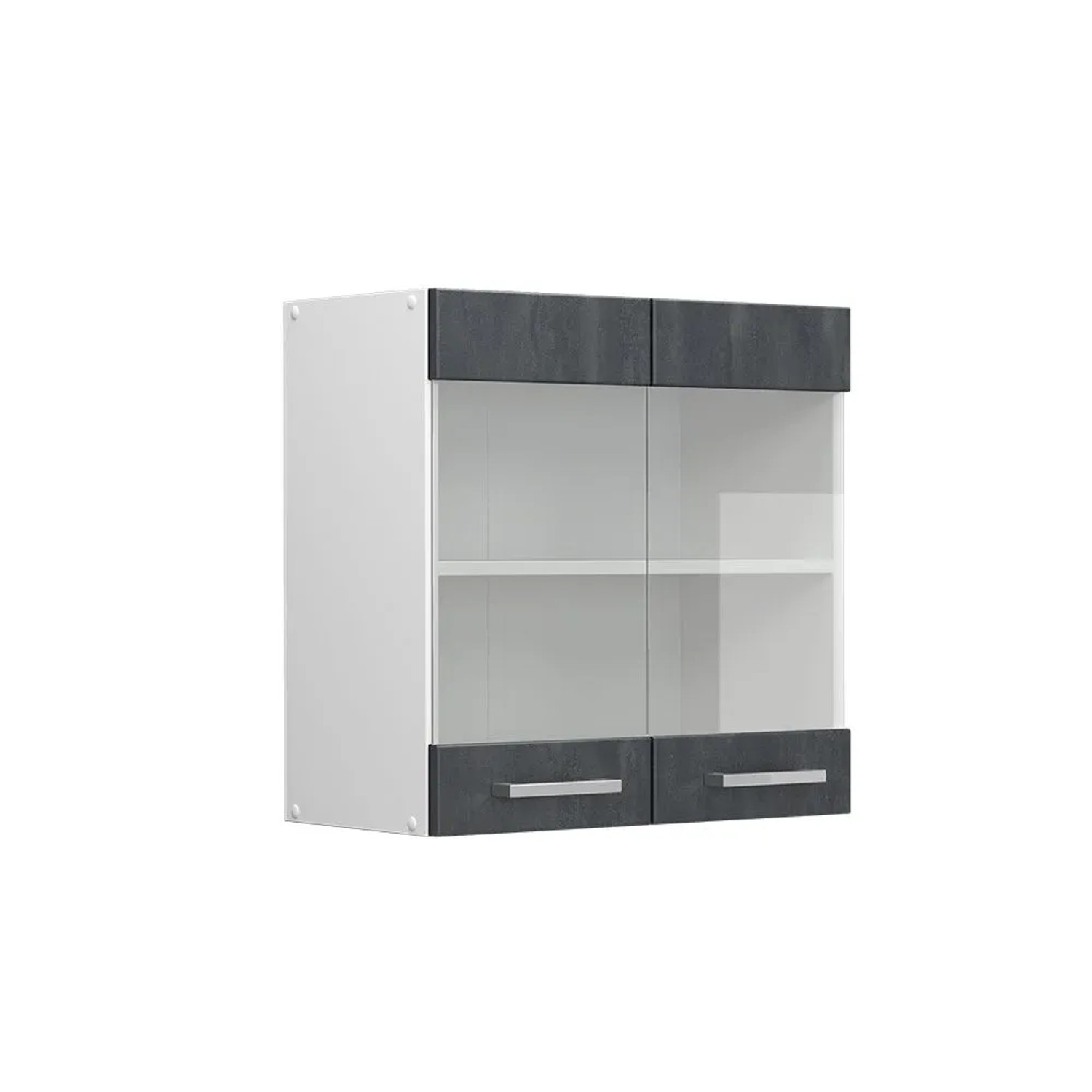 Vicco Küchenglasschrank R-Line Glashängeschrank Schwarz Beton Weiß 60 cm