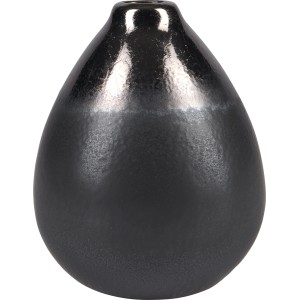 Schwarze Keramik Vase im Minimalist Zen Design, 12,8 cm hoch.