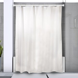 Weiße, verstellbare Spirella Duschstange Kreta mit Duschvorhang, Länge 75-125 cm.