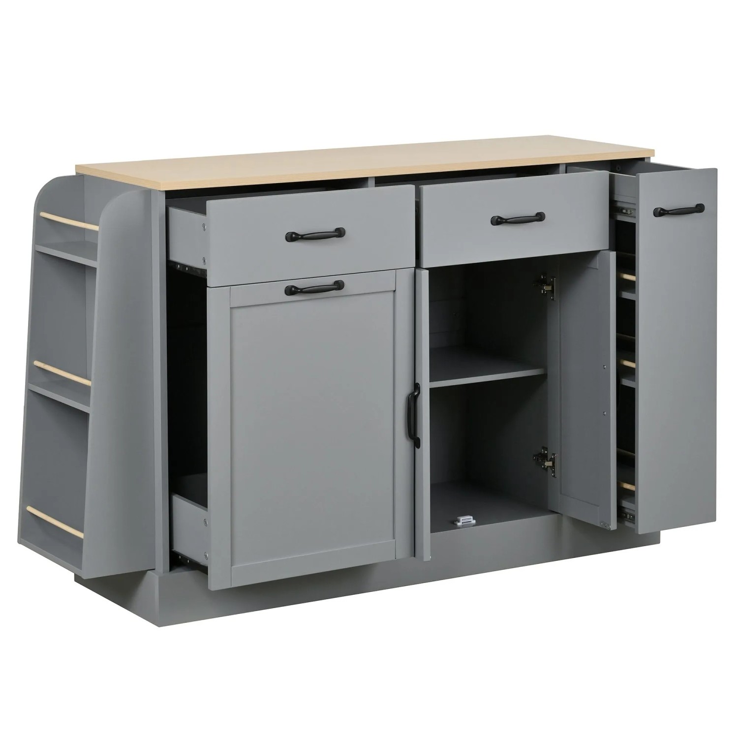 okwish Sideboard mit Schubladen Abfallfach Küche 133x40x86cm Grau