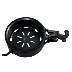 Schwarze Duschablage Shower Buddy zur einfachen Anbringung an der Duschstange.