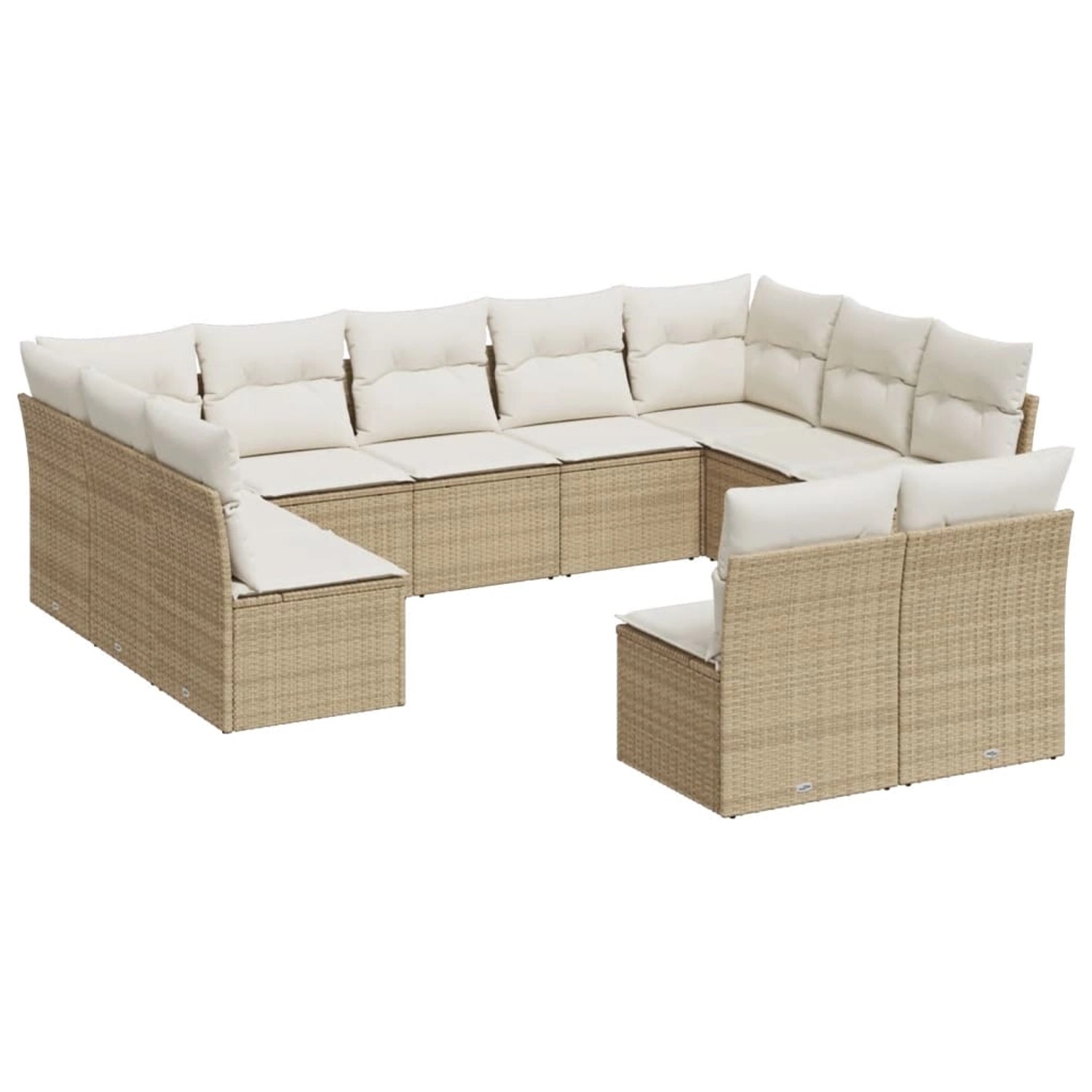 vidaXL 11-tlg Garten-Sofagarnitur mit Kissen Beige Poly Rattan Modell 27