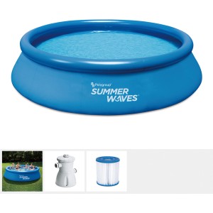Blauer Summer Waves Quick-Up Pool, 366x76 cm, mit Filtersystem für sauberes Wasser.