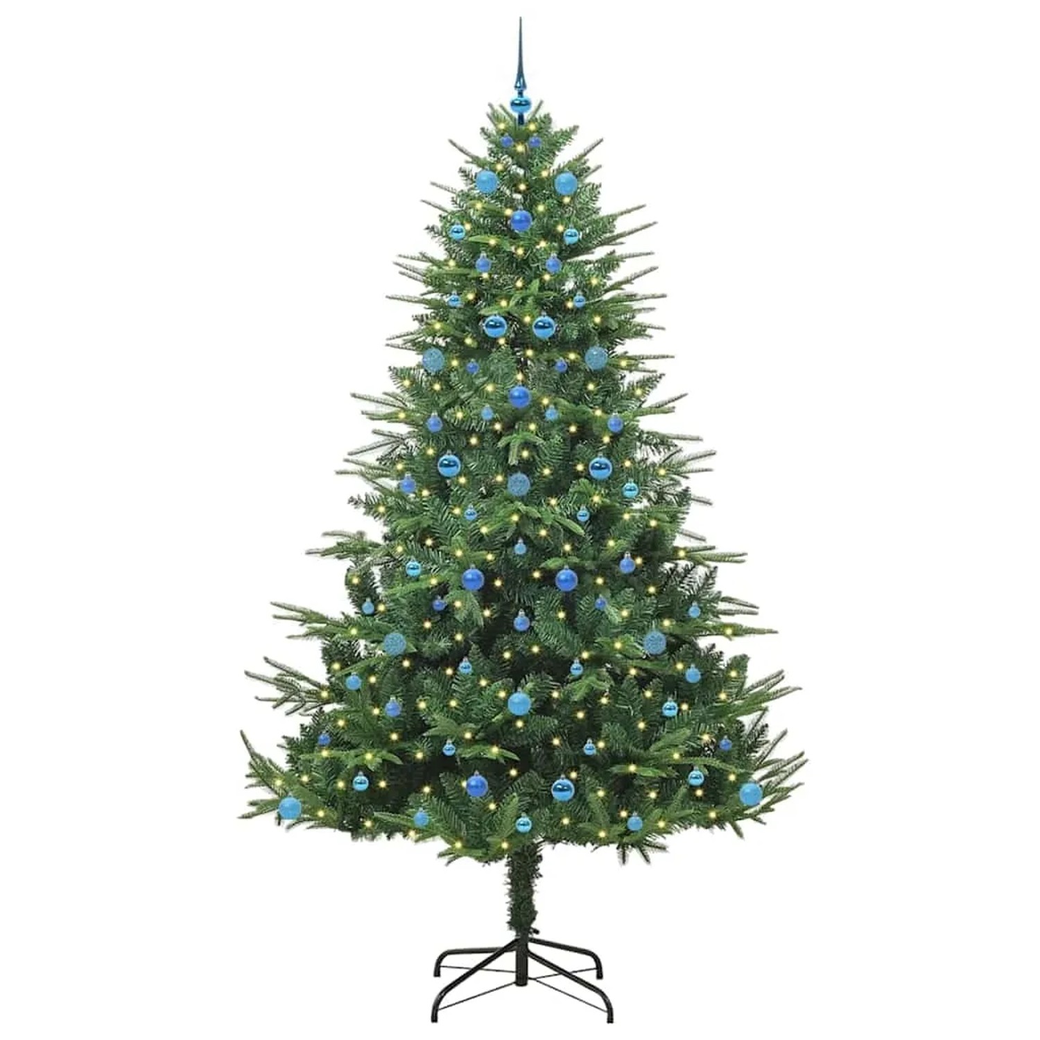vidaXL Künstlicher Vorbeleuchteter Weihnachtsbaum mit Kugelset Grün 3395373