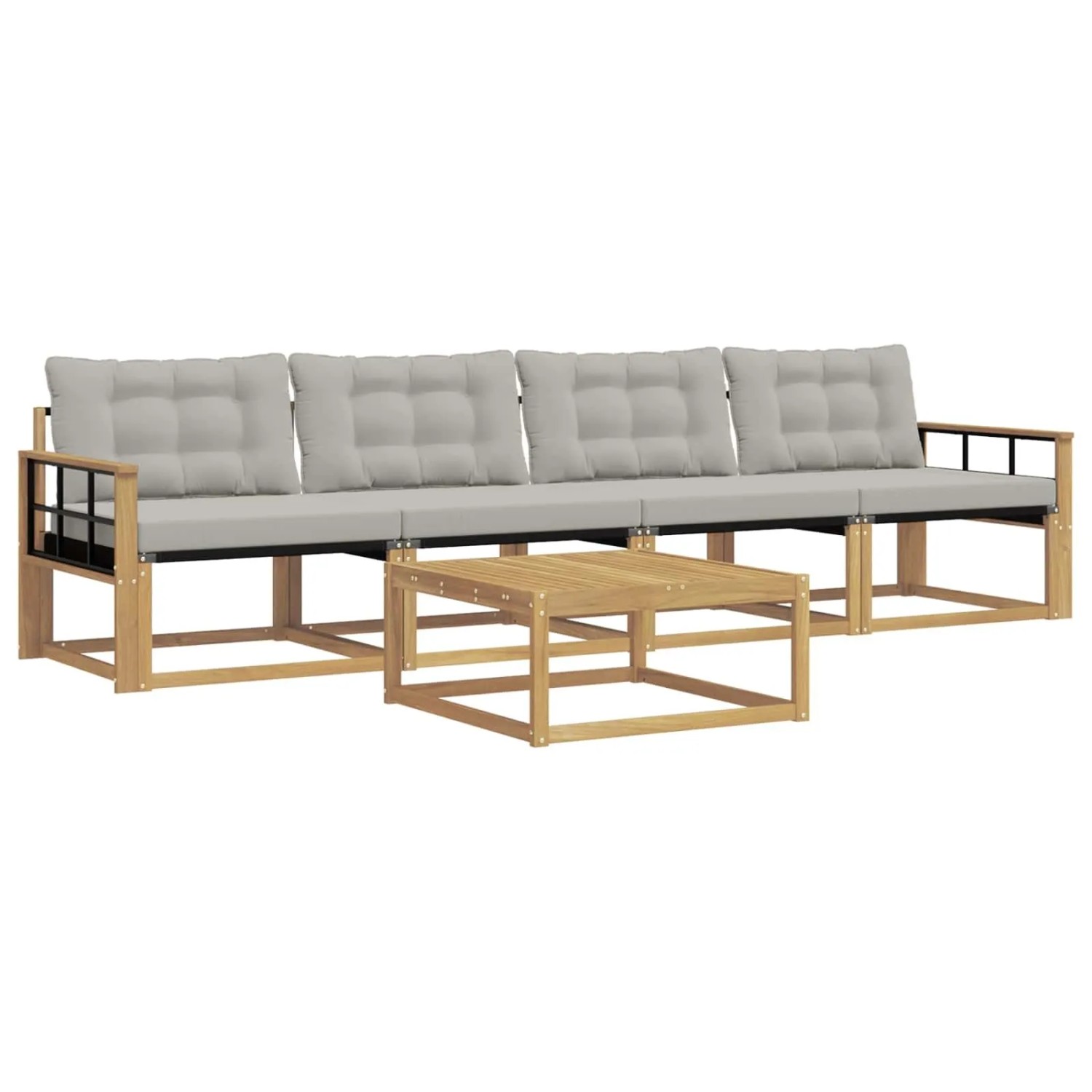 vidaXL Outdoor-Sofagarnitur 5 Stk Weiß und Hellgrau 79 x 79 x 37 cm 3388401