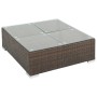 Couchtisch aus braunem Rattan mit Glasplatte, Teil des vidaXL Garten-Lounge-Sets.