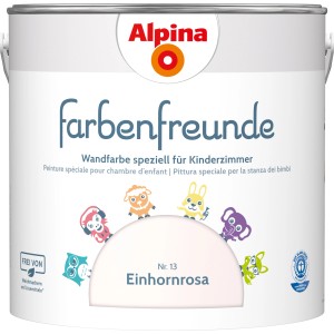 Alpina Farbenfreunde Einhornrosa, seidenmatte Wandfarbe für Kinderzimmer, 2,5 Liter.