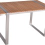 Tisch der Garden Pleasure Lounge-Eckgruppe Aurea, Holzoptik mit Edelstahlgestell.