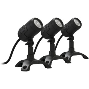 Oase LunAqua Connect S Unterwasserleuchten-Set, 3 schwarze LED-Spots mit Standfuß für Teichbeleuchtung.