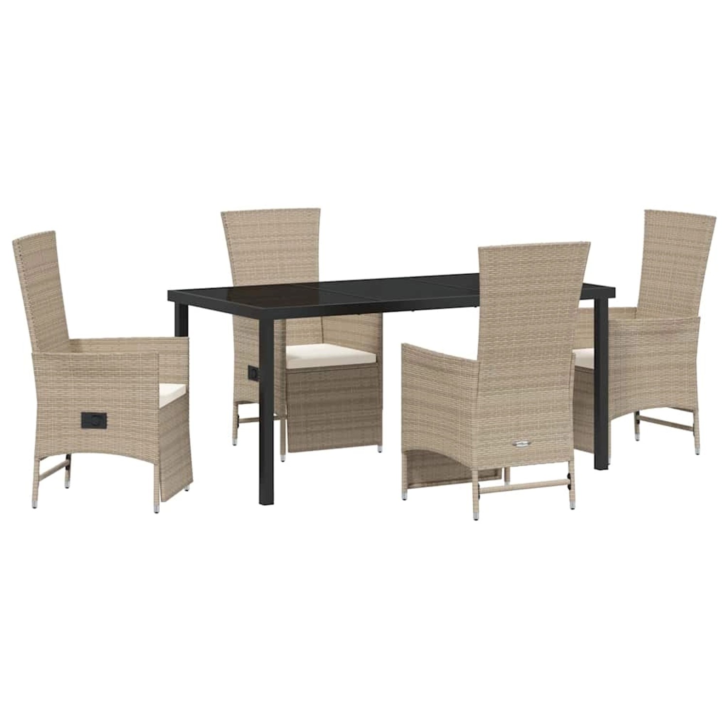 vidaXL Garten Essgruppe mit Kissen 5-Tlg Beige Poly Rattan 3379474 günstig online kaufen