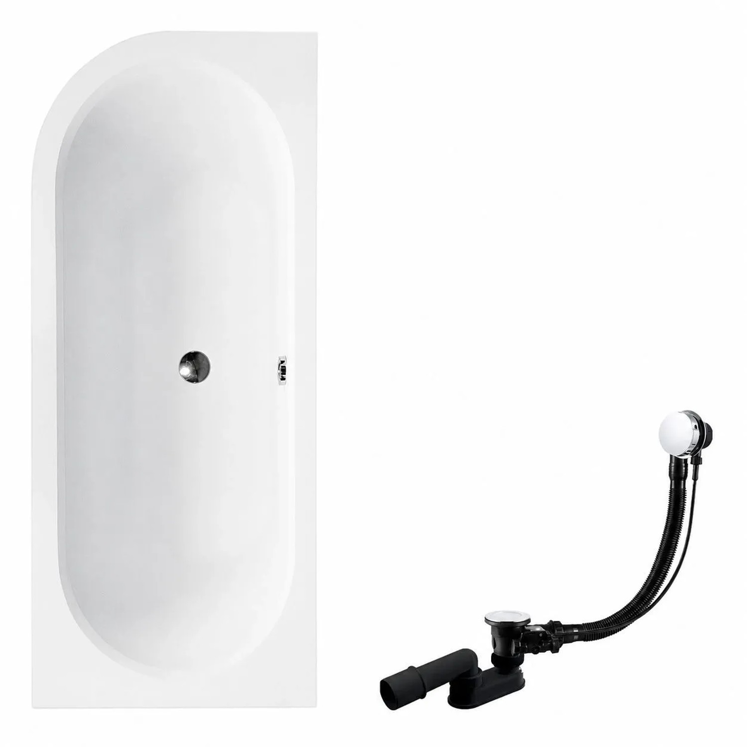 KOLMAN Badewanne Eckwanne 160 x 75 Cm Rechts Mit Bambus Badewannenablage Inkl. Ablauf Und Füße
