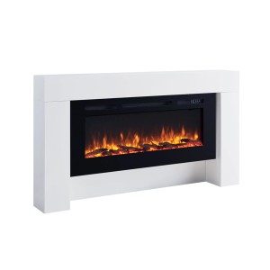 Weißer BALDERIA ZE-WE Elektrokamin Standkamin mit 3D-Flammeneffekt und Heizung.